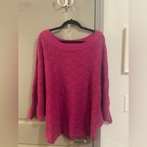 hot pink knitted poncho sweater